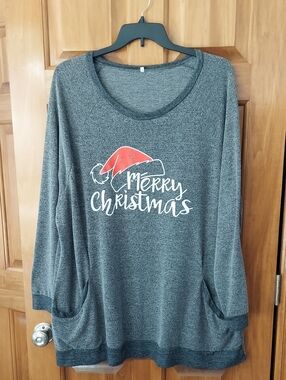 Hbeyyto Grey Long Sleeve Soft Knit Tunic Sweater with Pockets, Size 4X Like New▪